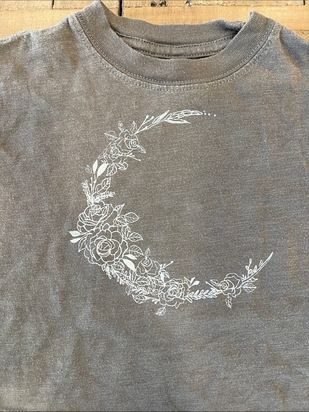 Rylee + cru brown floral moon print short sleeve boxy tee shirt 3-6 months - Picture 2 of 5
